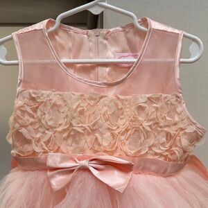 Popatu Elegant Peach Sleeveless Dress with Bow